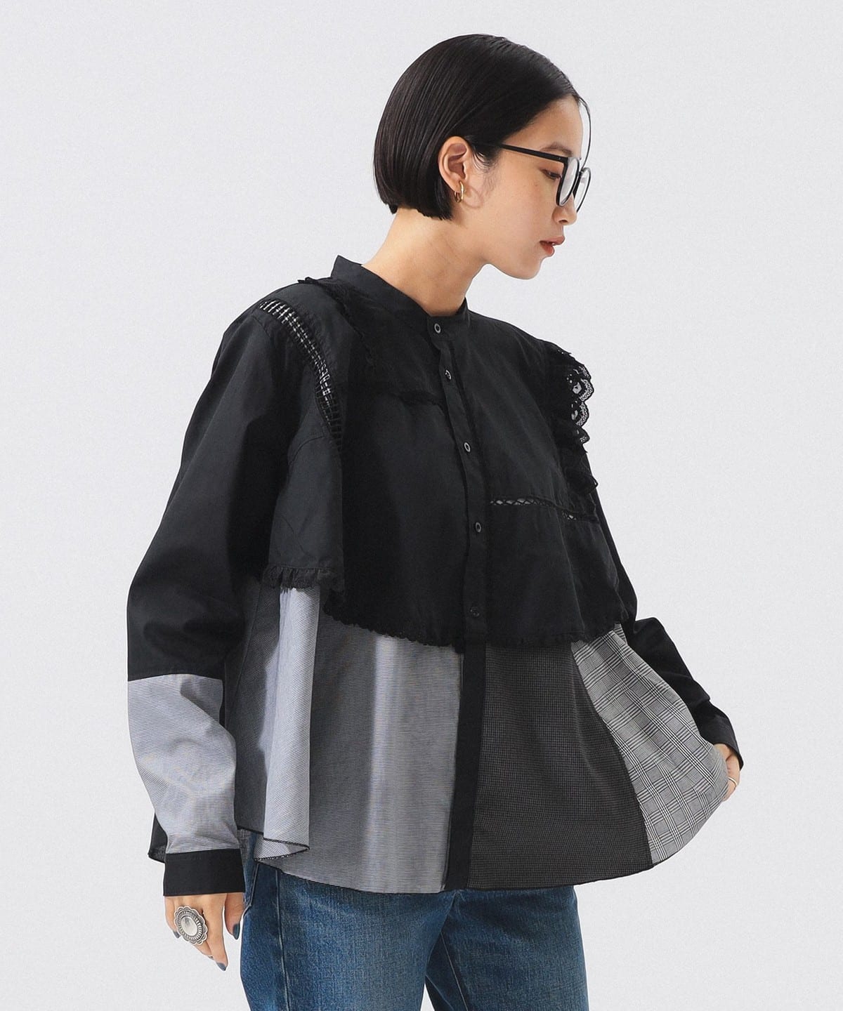 【別注】TORI-TO トリト / レイヤード シャツ シャツ・ブラウス WOMEN BLACK ONE SIZE 【別注】TORI-TO トリト / レイヤード シャツ シャツ・ブラウス WOMEN BLACK ONE SIZE