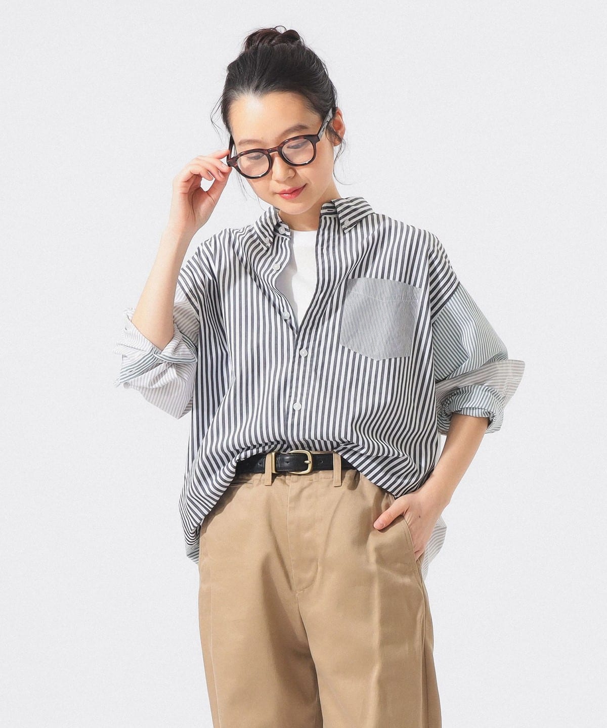 ビームスボーイ　ストライプ クレイジー ボタンダウン ロングスリーブ 新品 BEAMS WOMEN｜ストライプ クレイジー ボタンダウン ロングスリーブ