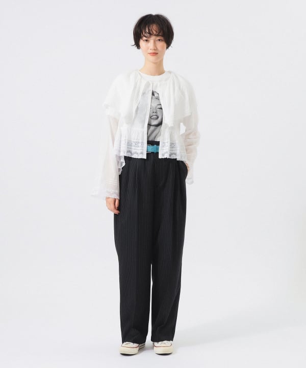 【+10%ポイントUP】レース ドレープ ブラウス Model : H166 B84 W60 H86　Size : 1