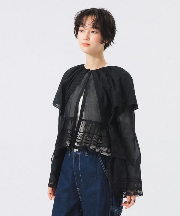 【+10%ポイントUP】レース ドレープ ブラウス