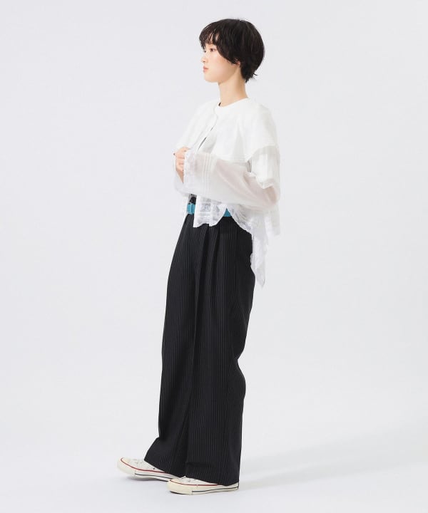 【+10%ポイントUP】レース ドレープ ブラウス Model : H166 B84 W60 H86　Size : 1