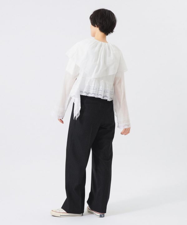【+10%ポイントUP】レース ドレープ ブラウス Model : H166 B84 W60 H86　Size : 1