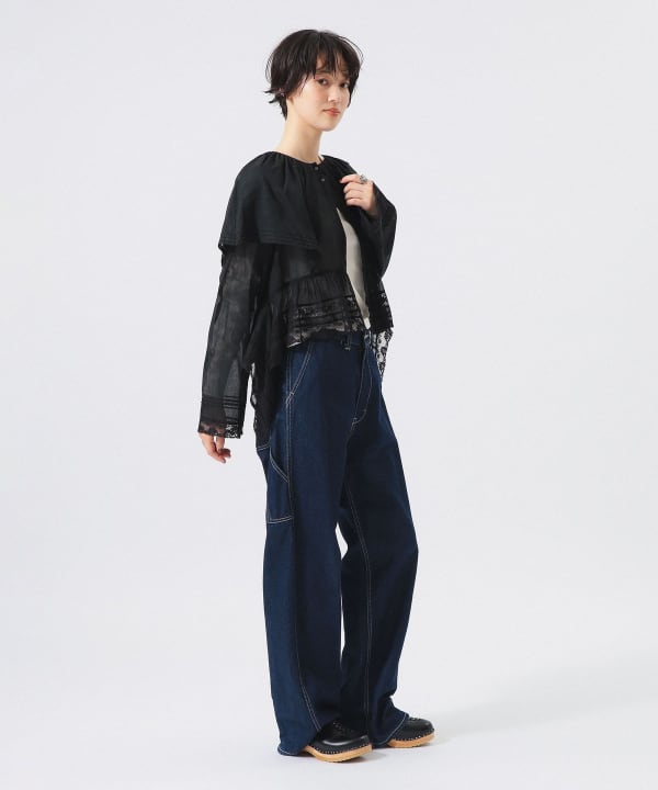 【+10%ポイントUP】レース ドレープ ブラウス Model : H166 B84 W60 H86　Size : 2