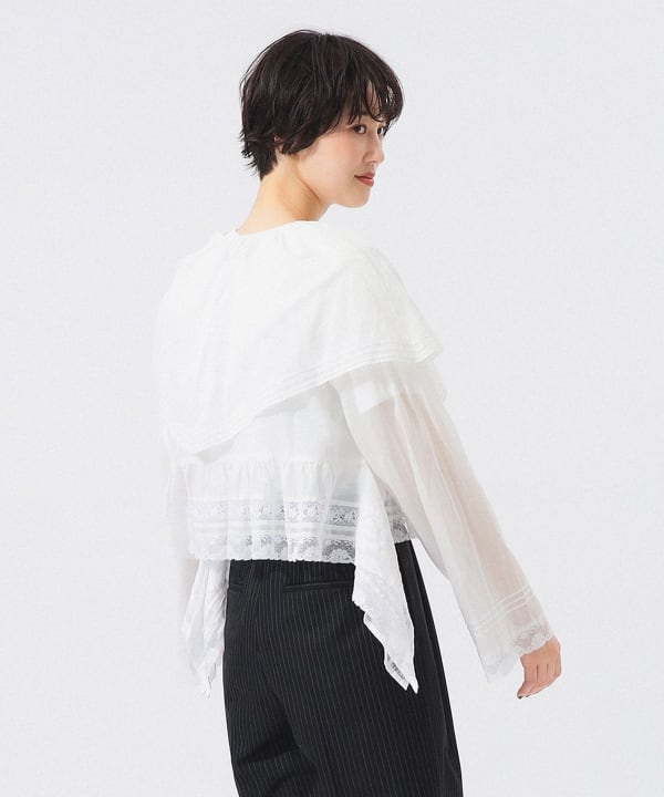 【+10%ポイントUP】レース ドレープ ブラウス