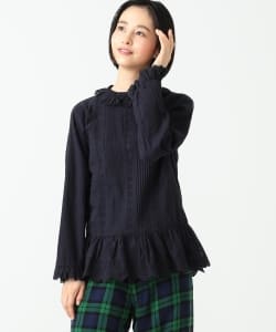BEAMS BOY / スカラップ レース バックボタン ブラウス