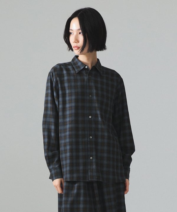 maturely / TW チェック ロングスリーブ シャツ Model : H173 B77 W57 H82　Size : 1