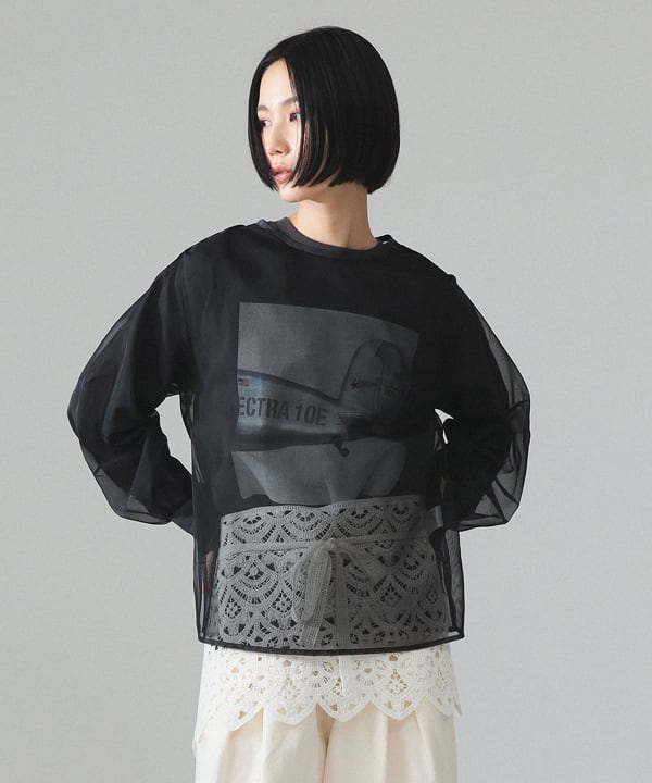 maturely / オーガンジー プルオーバーシャツ Model : H173 B77 W57 H82　Size : 1