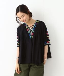 trepied / 刺繍 レースアップ プルオーバー