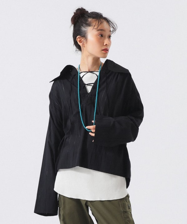 ドビー ストライプ スモック Model : H161 B76 W60 H82　Size : SIZE1