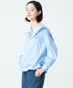 BEAMS BOY / サテン デタッチカラー スクエアネック シャツ