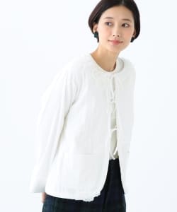 TORI-TO × BEAMS BOY / リボン ノーカラー シャツジャケット