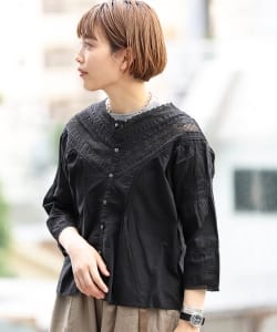 BEAMS BOY / ヴィンテージレース Vネック 7分袖 シャツ