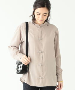 BEAMS BOY / サテン チャイナ ロングスリーブ シャツ