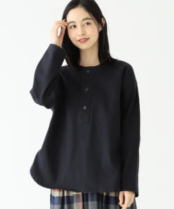 BEAMS BOY / ブラッシュド ツイル ヘンリーネック ロングスリーブ シャツ