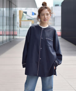 〈WOMEN〉BEAMS JAPAN / 女裝 無領 寬鬆 襯衫