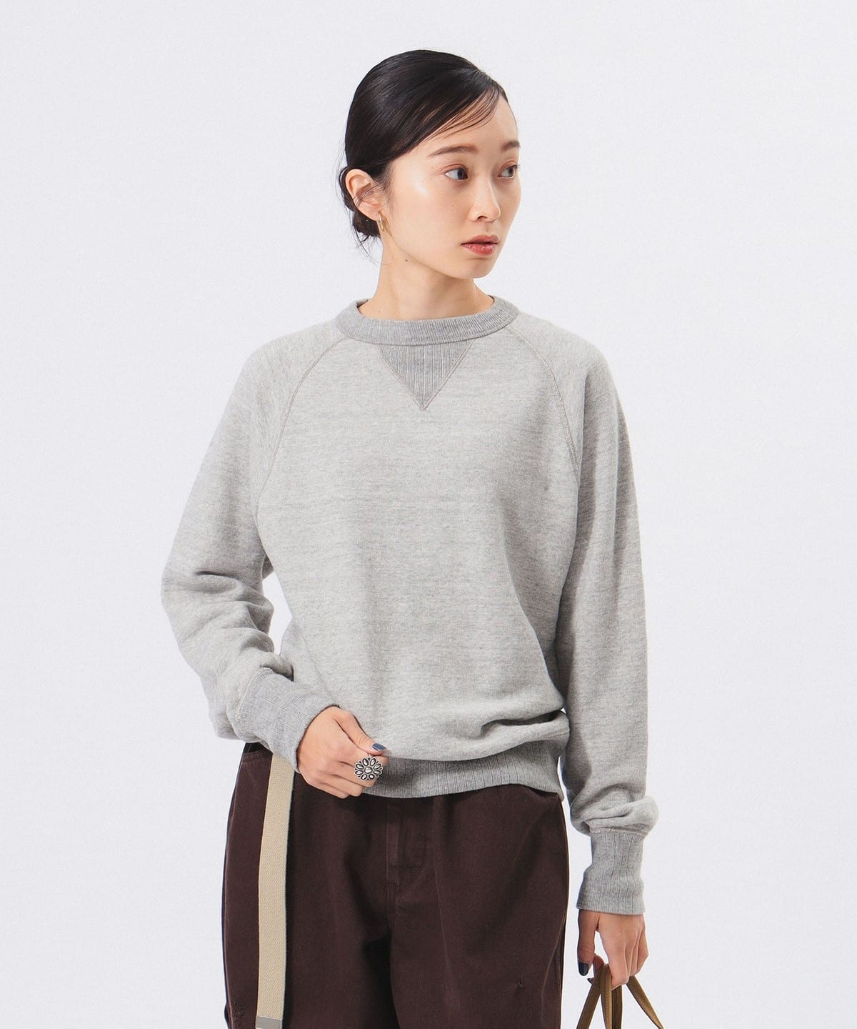 Healthknit / ヘルスニット】ライン リブ クルーネック