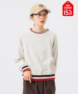 【+15%ポイントUP】【別注】Healthknit / ライン リブ クルーネック スウェット