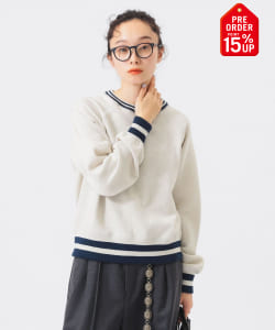 【+15%ポイントUP】【別注】Healthknit / ライン リブ クルーネック スウェット