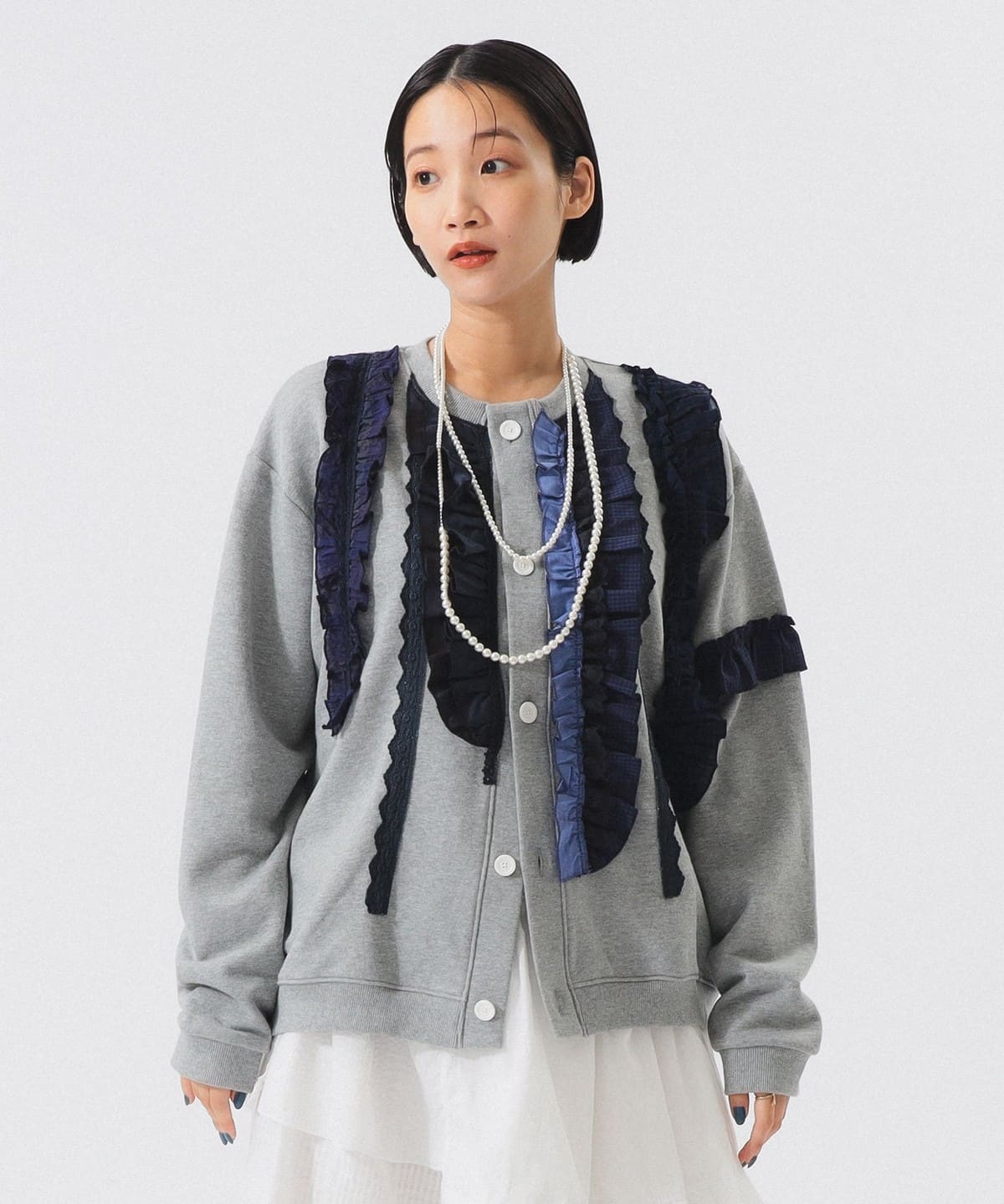 【別注】TORI-TO トリト / タテフリル カーディガン トップス WOMEN GREY ONE SIZE 【別注】TORI-TO トリト / タテフリル カーディガン トップス WOMEN GREY ONE SIZE