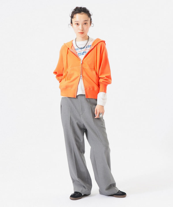 00s BEAMS ボーダー フルジップ パーカー ベロア ブラウン L BEAMS（ビームス）【別注】LACOSTE / フルジップパーカー