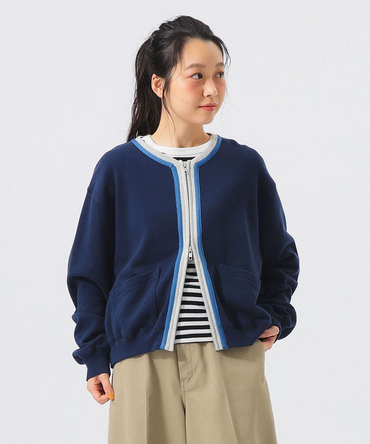 BEAMS BOY（ビームス ボーイ）スリートーン スウェット カーディガン