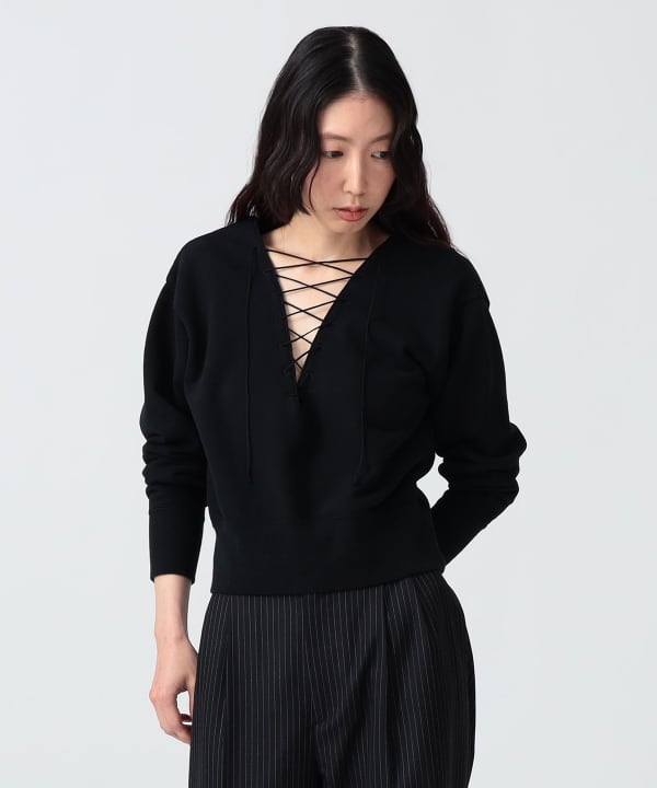 〈WOMEN〉レース アップ スウェット Model : H170 B83 W60 H87　Size : SIZE 1
