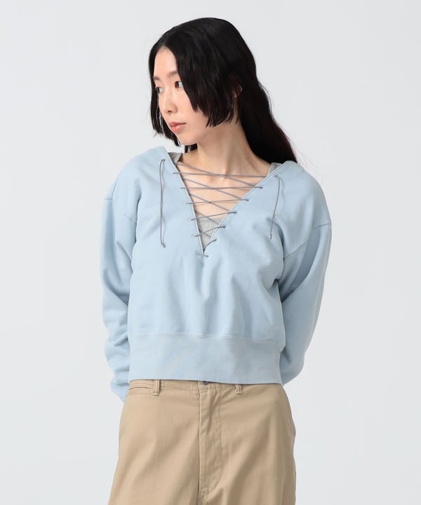 〈WOMEN〉レース アップ スウェット Model : H170 B83 W60 H87　Size : SIZE 1
