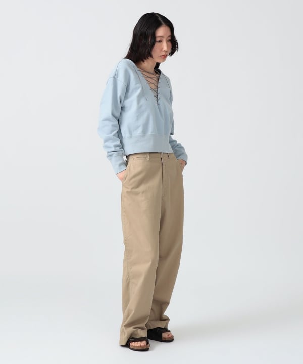 〈WOMEN〉レース アップ スウェット Model : H170 B83 W60 H87　Size : SIZE 1