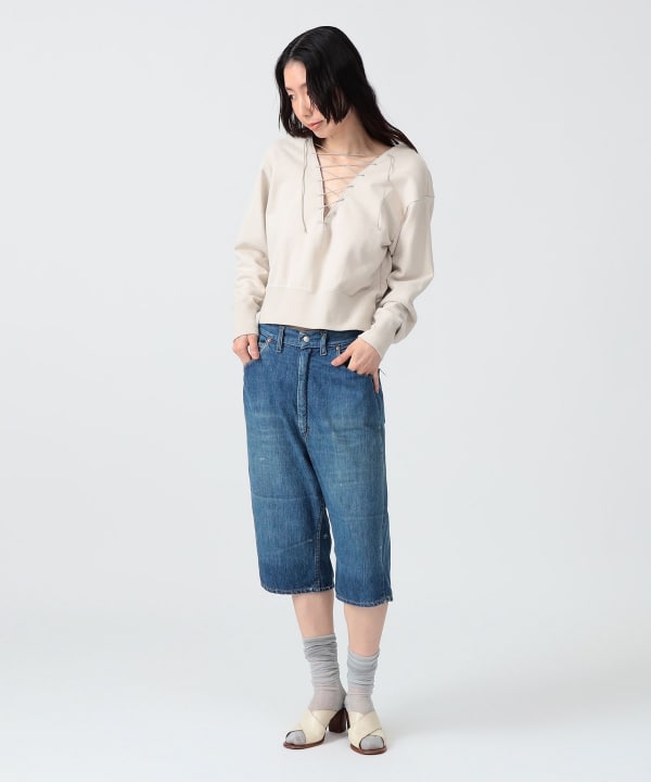 〈WOMEN〉レース アップ スウェット Model : H170 B83 W60 H87　Size : SIZE 1