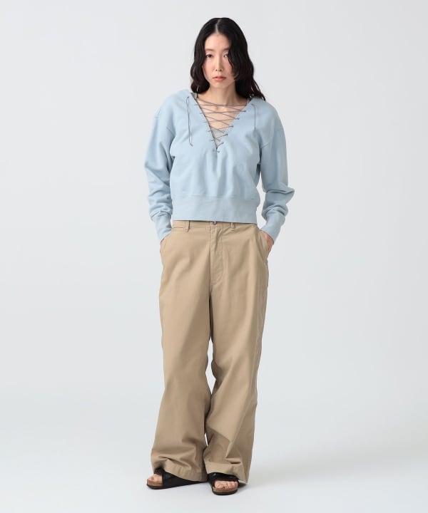 〈WOMEN〉レース アップ スウェット Model : H170 B83 W60 H87　Size : SIZE 1