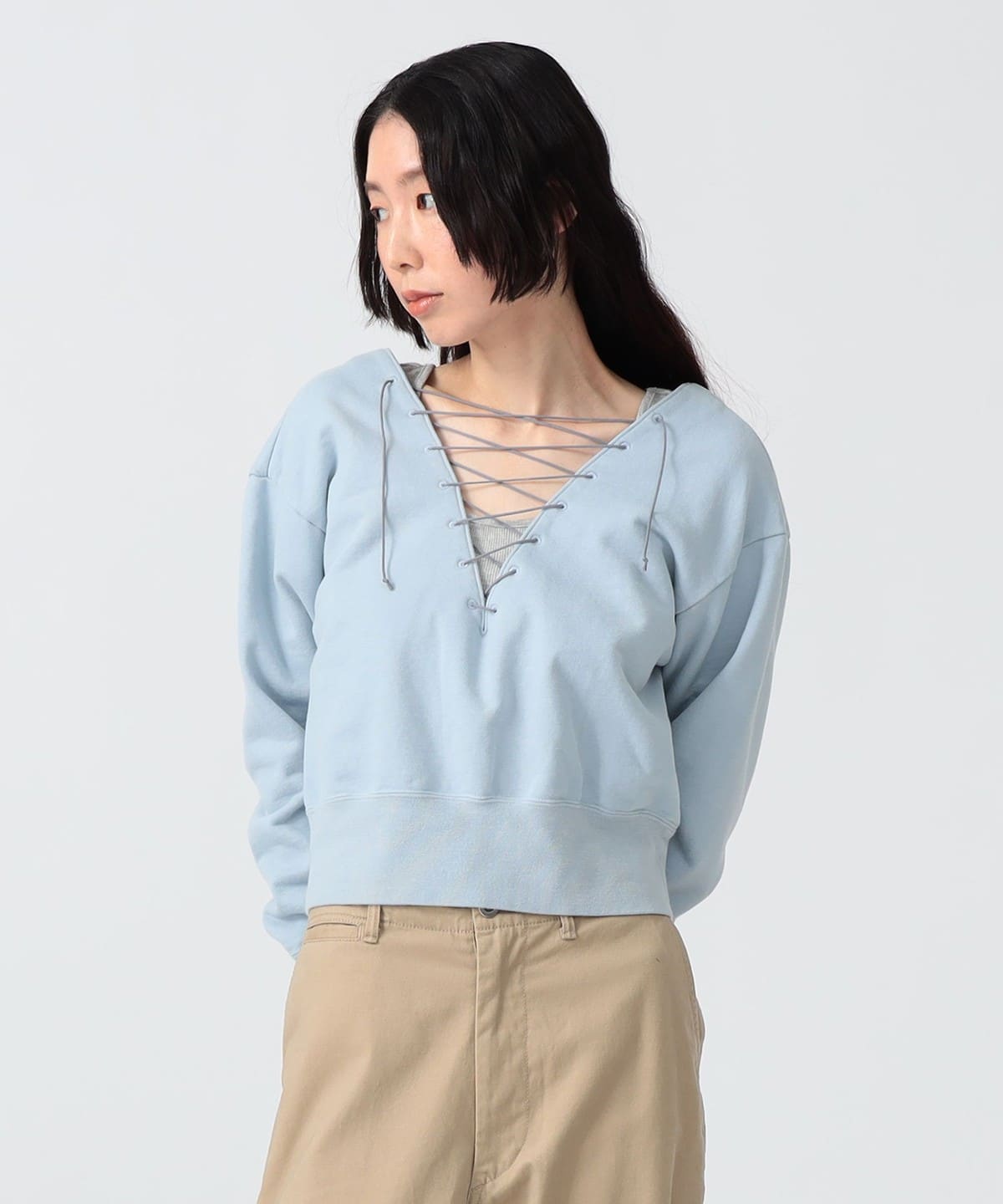 BEAMS JAPAN（ビームス ジャパン）〈WOMEN〉レース アップ スウェット