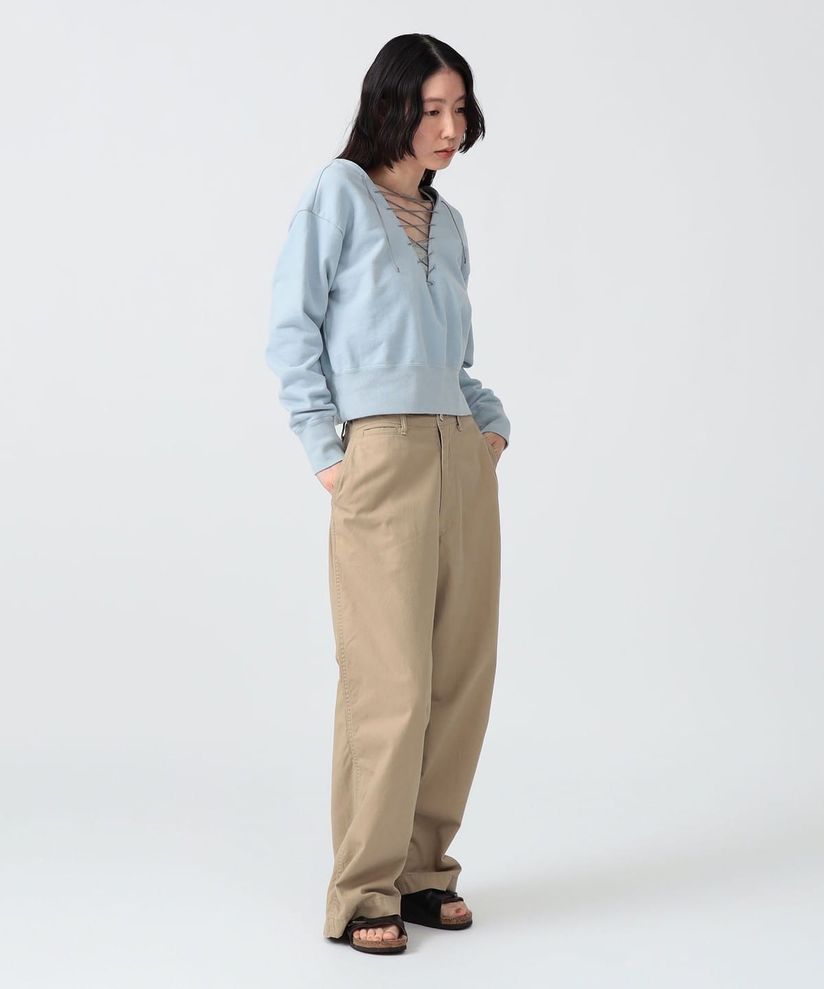 BEAMS JAPAN（ビームス ジャパン）〈WOMEN〉レース アップ スウェット