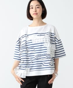 A × BEAMS BOY / フリル ボーダー Tシャツ