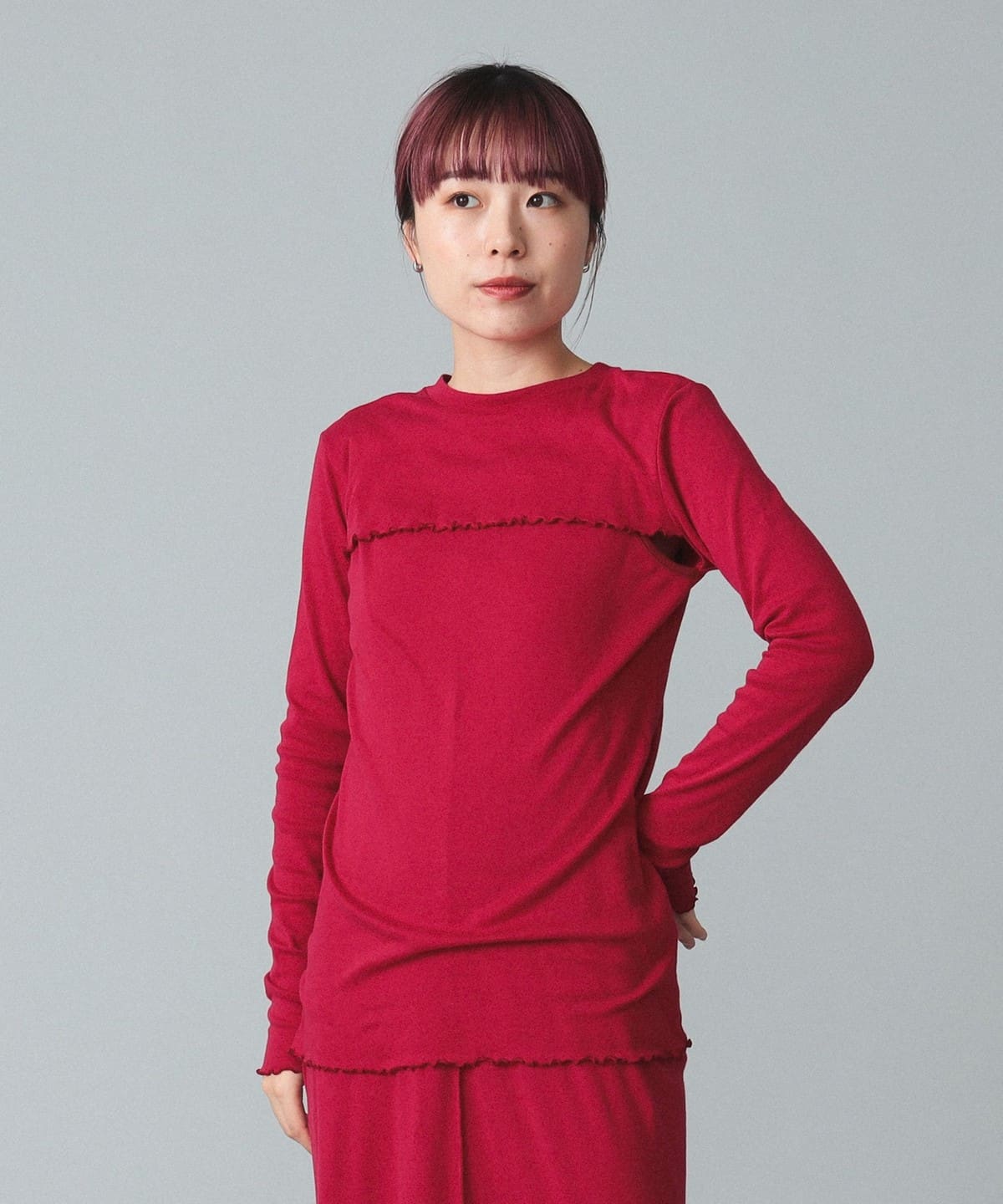 maturely マチュアリー / Mellow Long Sleeve T-shirt Tシャツ・カットソー WOMEN RED 0 maturely マチュアリー / Mellow Long Sleeve T-shirt Tシャツ・カットソー WOMEN RED 0