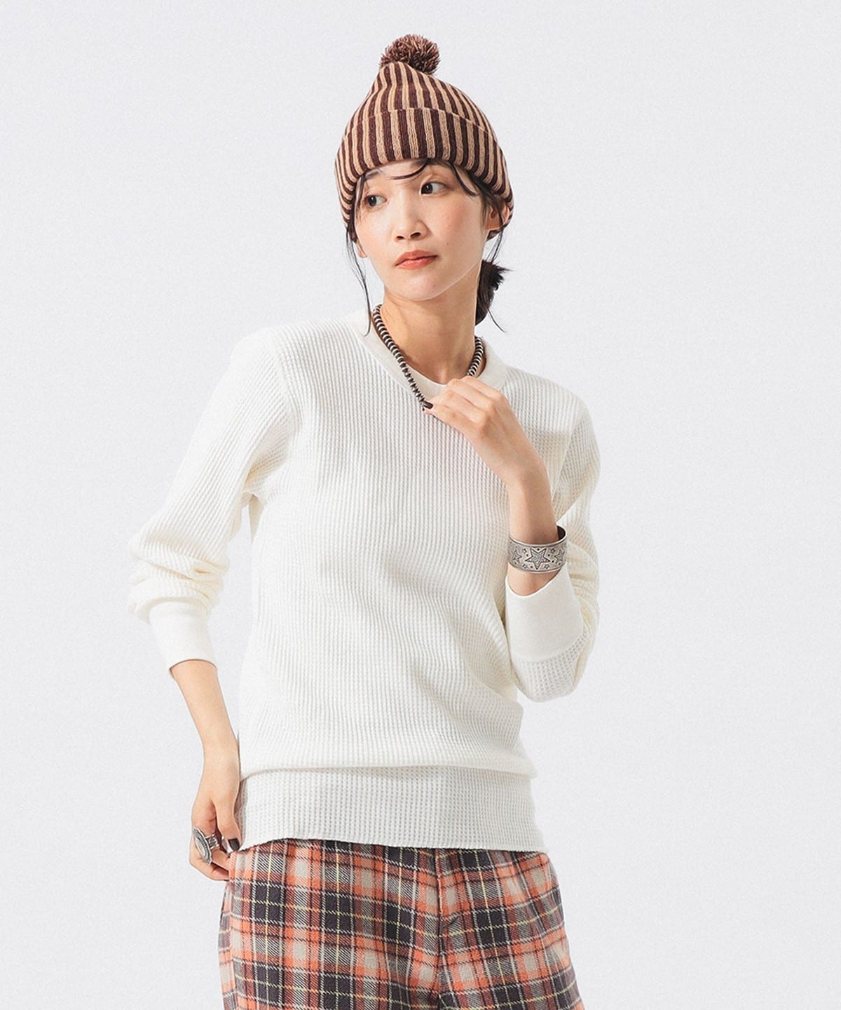 BEAMS BOY（ビームス ボーイ）コットン サーマル クルーネック ロング