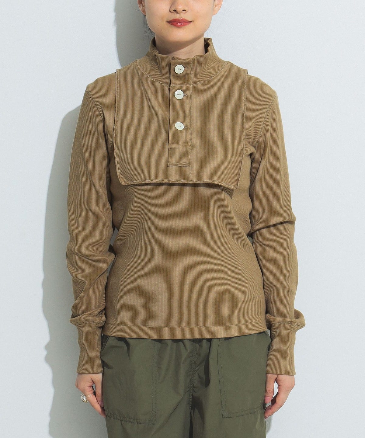 デタッチカラー ミリタリー ロングスリーブ Tシャツ・カットソー WOMEN COYOTE ONE SIZE デタッチカラー ミリタリー ロングスリーブ Tシャツ・カットソー WOMEN COYOTE ONE SIZE