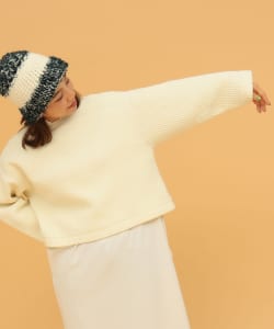 〈WOMEN〉BEAMS JAPAN / キルト ジャカード クルー カットソー