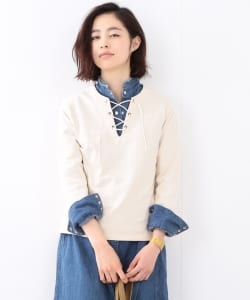 BEAMS BOY / 天竺レースアップ 7分袖