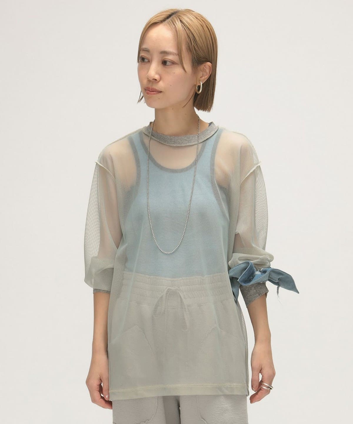 maturely マチュアリー / シャンブレー インサイドアウト ロングスリーブ Tシャツ・カットソー WOMEN SAX ONE SIZE maturely マチュアリー / シャンブレー インサイドアウト ロングスリーブ Tシャツ・カットソー WOMEN SAX ONE SIZE