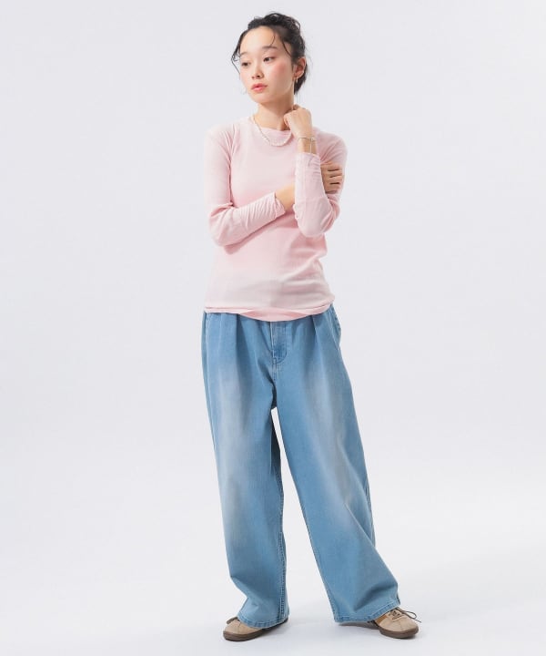 BEAMS BOY（ビームス ボーイ）リブ クルー 3/4 カットソー
