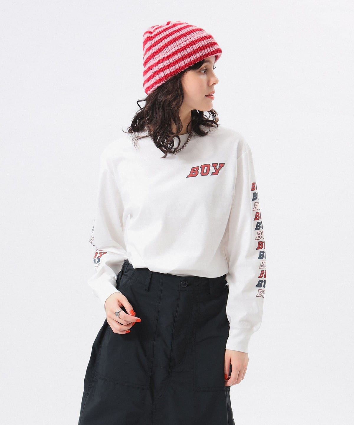 BEAMS BOY（ビームス ボーイ）ボーイ ロゴ ロング スリーブ（T