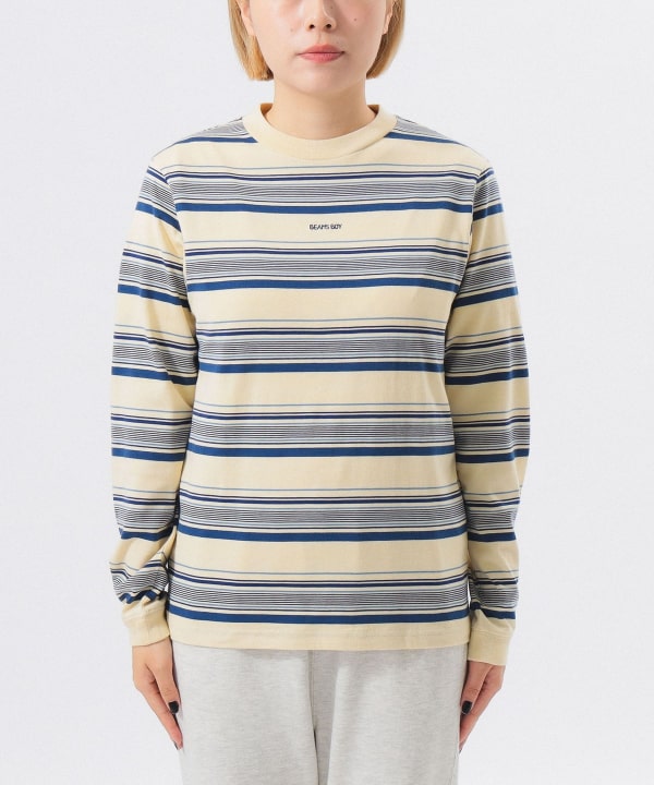 ボーダーカットソー ロンT BEAMS BOY BEAMS BOY (BEAMS BOY) Boy Embroidery Border Long Sleeve T