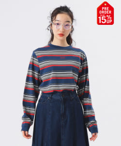 【+15%ポイントUP】ボーイ エンブロイダリー ボーダー ロングスリーブ Tシャツ