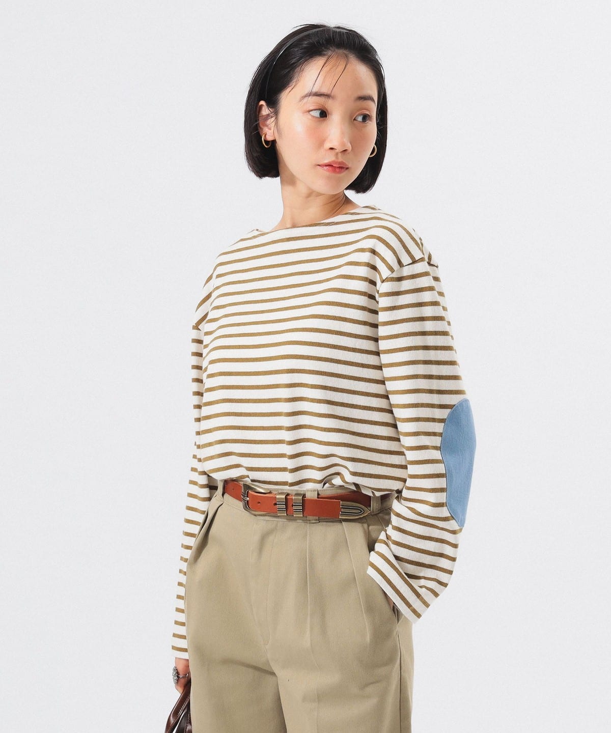 エルボー パッチ バスク ロングスリーブ Tシャツ・カットソー WOMEN OLIVE 2 エルボー パッチ バスク ロングスリーブ Tシャツ・カットソー WOMEN OLIVE 2