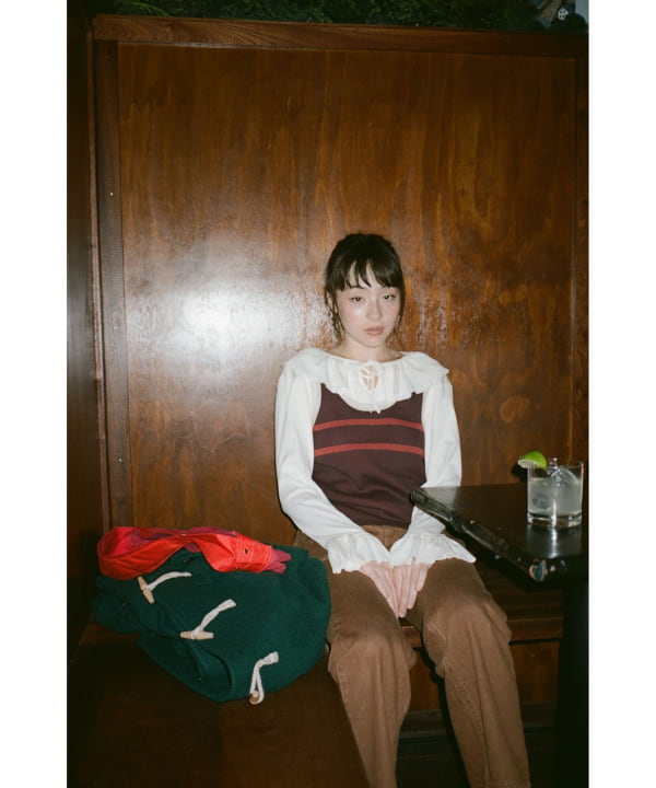 新品未使用 BEAMS BOY リブフリルギャザー ロングスリーブ カットソー BEAMS BOY（ビームス ボーイ）リブ フリル ギャザー ロング