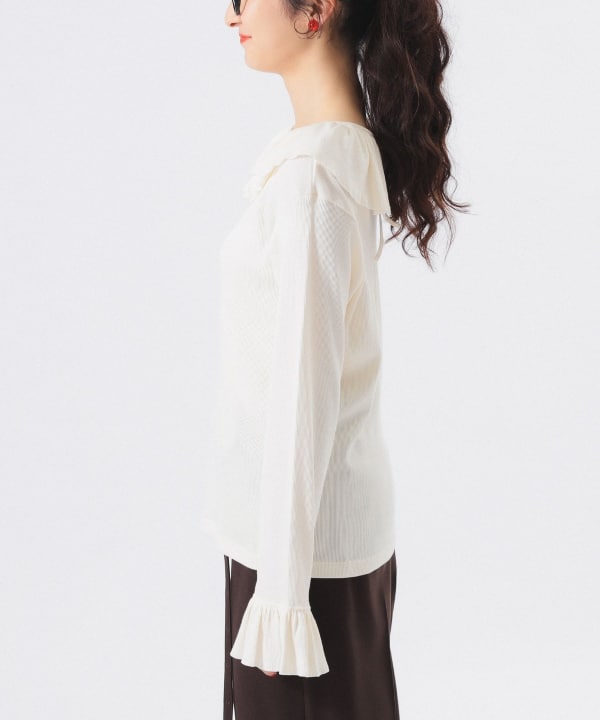 BEAMS BOY（ビームス ボーイ）リブ フリル ギャザー ロングスリーブ