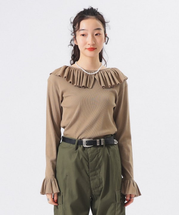 BEAMS BOY（ビームス ボーイ）リブ フリル ギャザー ロングスリーブ