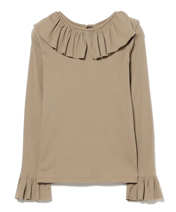 新品未使用 BEAMS BOY リブフリルギャザー ロングスリーブ カットソー BEAMS BOY（ビームス ボーイ）リブ フリル ギャザー ロング