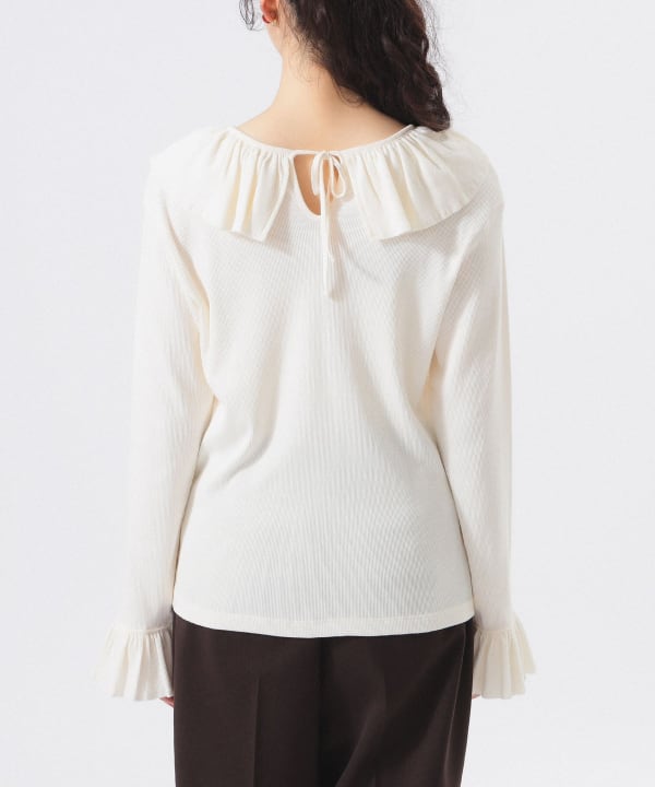 新品未使用 BEAMS BOY リブフリルギャザー ロングスリーブ カットソー BEAMS BOY（ビームス ボーイ）リブ フリル ギャザー ロング