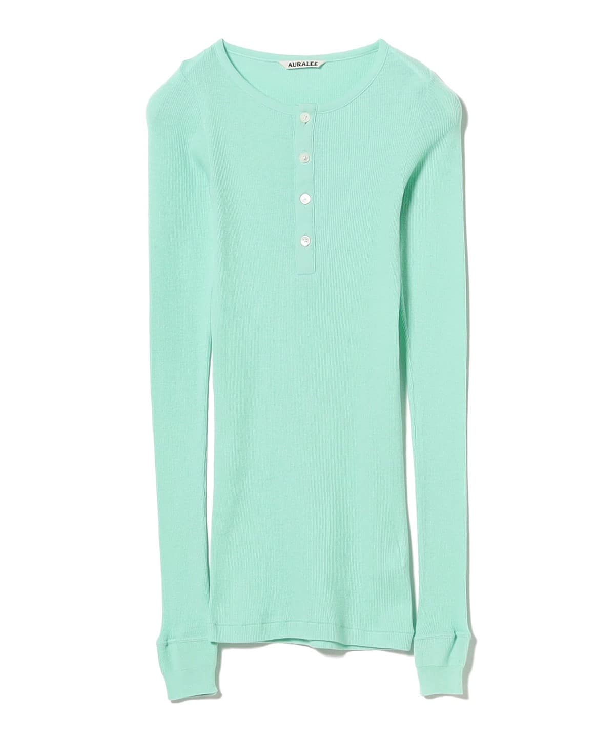 AURALEE オーラリー / ORGANIC SOFT RIB HENLY NECK PULLOVER Tシャツ・カットソー WOMEN AQUA GREEN 1 AURALEE オーラリー / ORGANIC SOFT RIB HENLY NECK PULLOVER Tシャツ・カットソー WOMEN AQUA GREEN 1